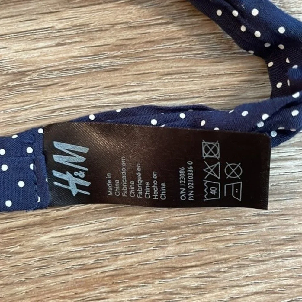 H&M Navy Polka Dot Bow Elastic Headband